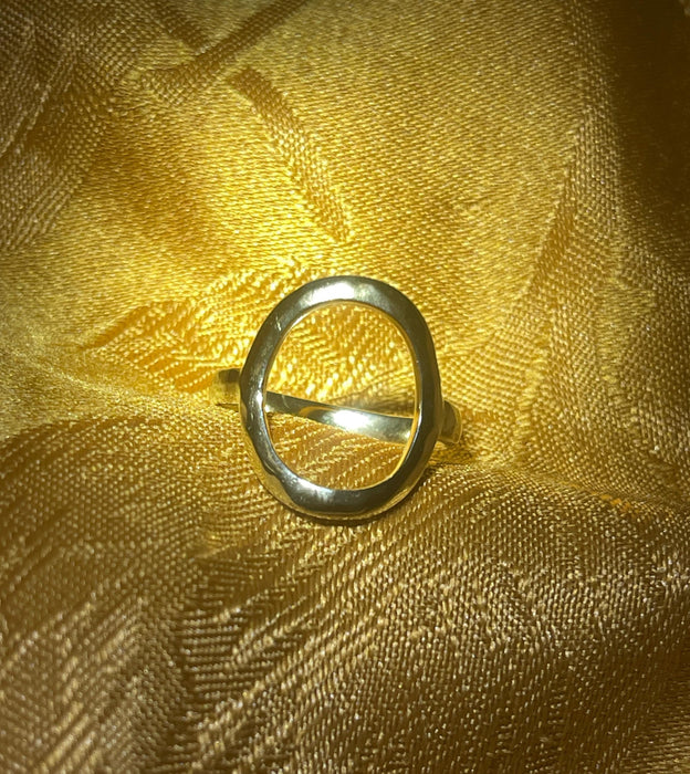 women's ring, golden, plated silver, minimalist, boho, oval, mystical, elven