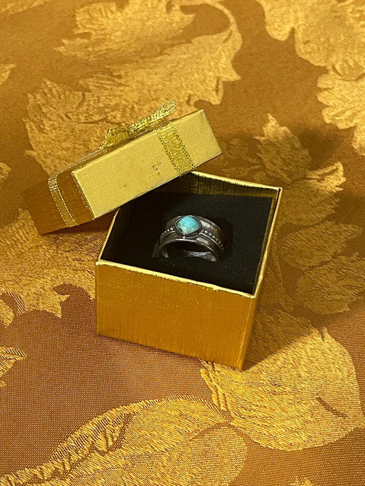 Women's Ring, River Nymph, Boho, Silver, Blue Stone, Banded, Fairytale