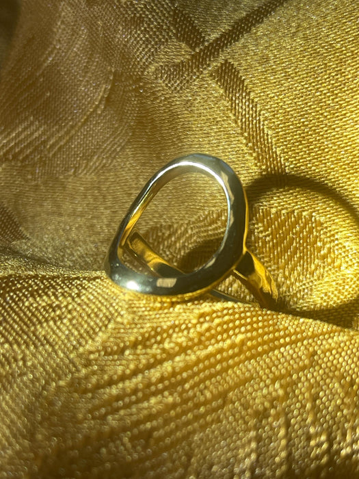women's ring, golden, plated silver, minimalist, boho, oval, mystical, elven