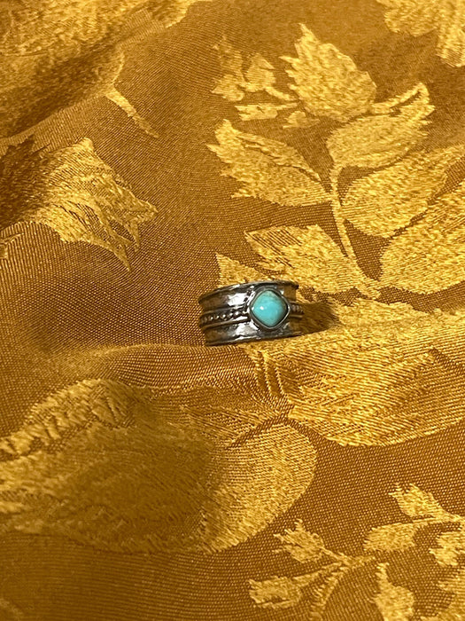 Women's Ring, River Nymph, Boho, Silver, Blue Stone, Banded, Fairytale