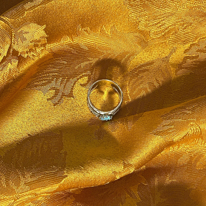 Women's ring, mythological, light blue, shining, bright, silver, fairy, boho