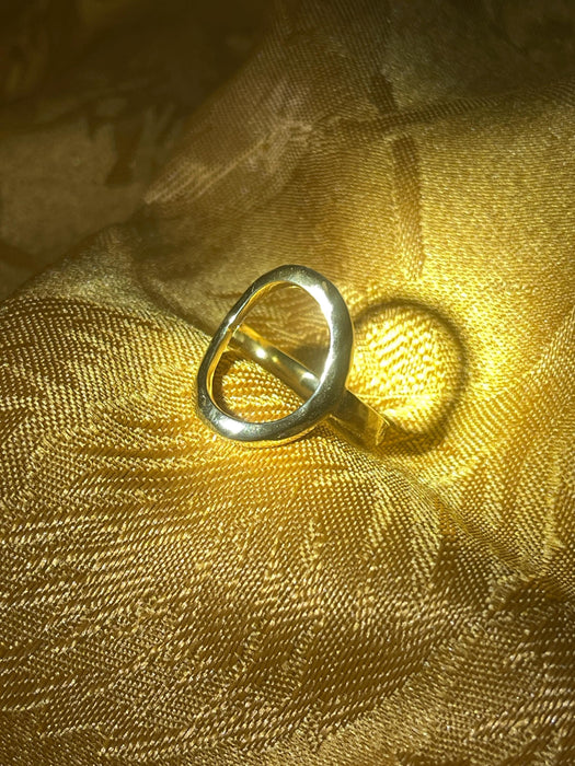 women's ring, golden, plated silver, minimalist, boho, oval, mystical, elven