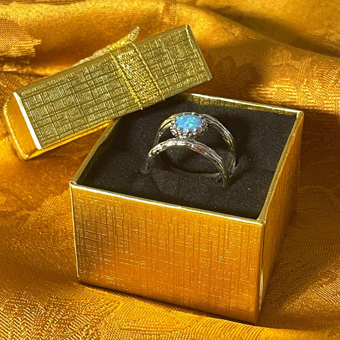 Women's ring, mythological, light blue, shining, bright, silver, fairy, boho