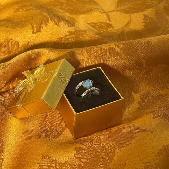 Women's ring, mythological, light blue, shining, bright, silver, fairy, boho