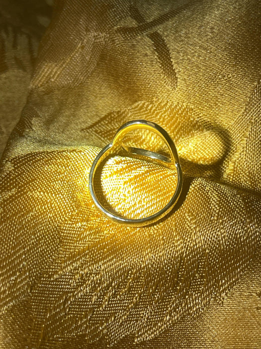 women's ring, golden, plated silver, minimalist, boho, oval, mystical, elven