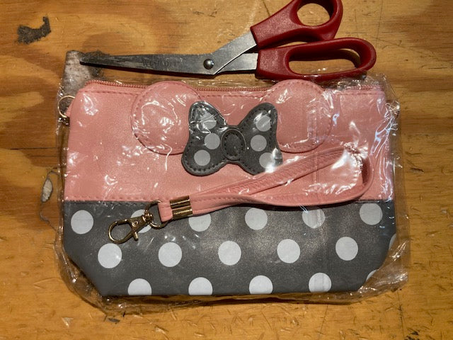 Pink and Grey Clutch/Bag Disney Mickey Mouse with Zipper polka dot