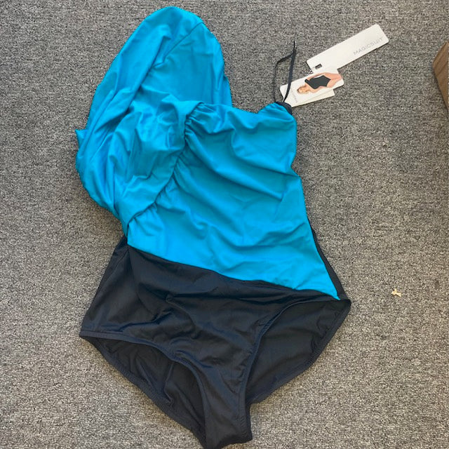 Magicsuit 6006073 Color block Goddess 1 Piece Swimsuit Size 12 Turquoise