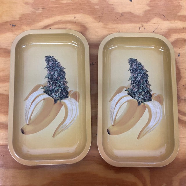 2 Metal Tobacco Cigarette Rolling Trays - Medium Size 10.6’’ x 6.3’’