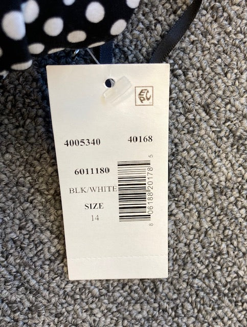 Magicsuit 6011180 Halter One-Piece Swimdress Sz 14 Black/white dots vintage