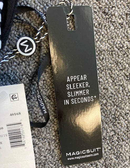 Magicsuit 6011180 Halter One-Piece Swimdress Sz 14 Black/white dots vintage