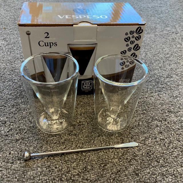 Set of 2 Double Wall Espresso Cups 2oz