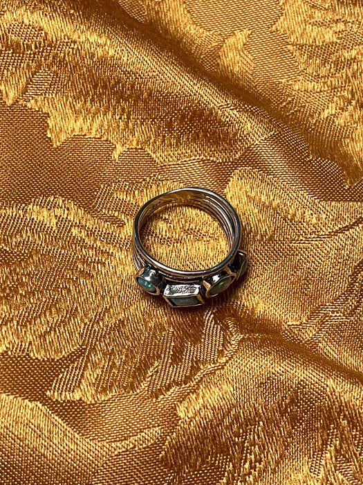 women's ring, magical, mystical, fantastical, blue stones, silver, glittery