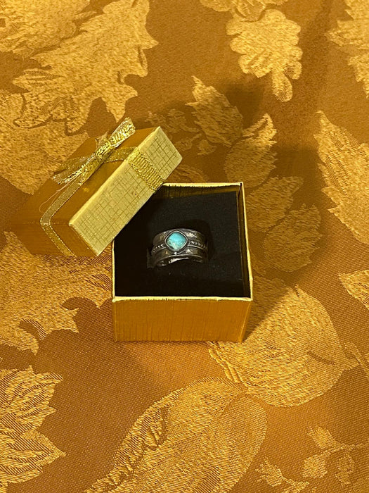Women's Ring, River Nymph, Boho, Silver, Blue Stone, Banded, Fairytale
